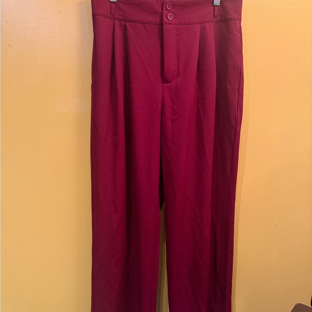 HALARA High Waisted Plicated Side Pocket Shirred Straight Leg Work Pants